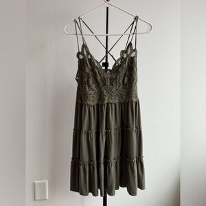 Flowy green strappy mini dress